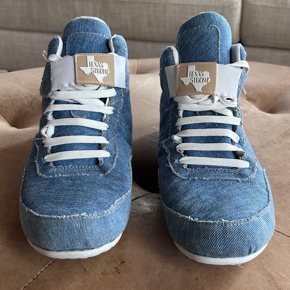 Denim High Top Sneakers Texas Strong Streetwear Lace Up Men 10 AVC